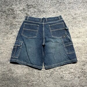 Vintage Faded Glory Denim Jean Shorts Carpenter Cargo Mens 36 Blue Baggy Y2K